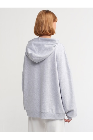 Dilvin 40142 Yıkama Efektli Sweatshirt-gri Melanj Gri Melanj