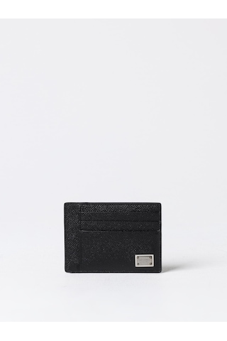 Dolce & Gabbana Dauphine-print Calfskin Card Holder Siyah