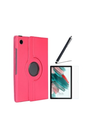 Samsung Galaxy Tab A8 10.5 X-200 Kapak A+ 360 Derece Dönebilen Kılıf + Ekran Koruyucu + Kalem Set Arka Kapak