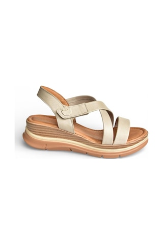 Fox Shoes Y555420203 Vizon Hakiki Deri Kadın Sandalet Vizon