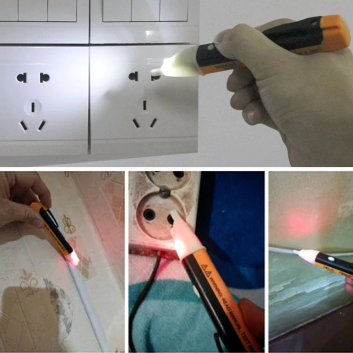 Elektrik Kaçak Dijital Kontrol Kalemi Cihazı -dedektörlü Temassız Işıklı Kablo Voltaj Test 4741