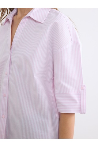 Lcwaıkıkı Classic Pembe Çizgili Poplin Kadın Gömlek
