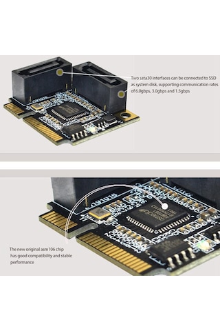 Xurunkeji Port Mini Pcı-e Pcı Express'ten Sata 3.0 Dönüştürücü Sabit Disk Genişletme Kartı Sata Kablosu İle Pc Bilgisayar İçin