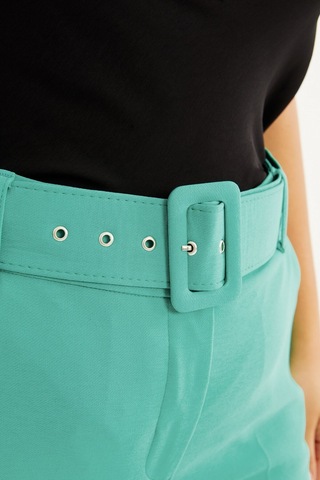 Myline Cep Detaylı Kemerli Klasik Pantolon-1602 Yeşil