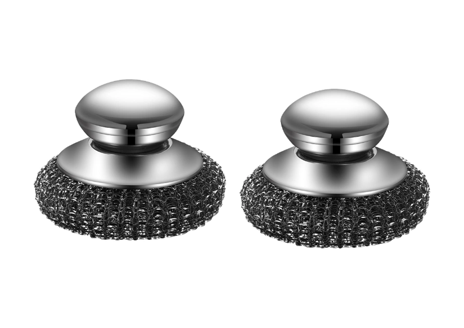 Xiyyadms 2 Adet Paslanmaz Çelik Telli Temizlik Topu - Evde Kullanıma Uygun, Kireç Ve Leke Kaldıran, Fırça Olmadan Fırın Ve Tava Temizleyici Gümüş