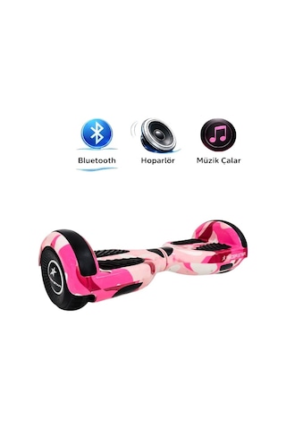 Elektrikli Kaykay Hoverboard Bluetooth Hoparlörlü 6.5 Inch Otomatik Akıllı Denge RS-S5 -Pink Camo