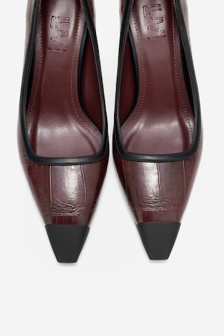 Luvishoes Rona Bordo Baskı Mat Burunlu Kadın Topuklu Ayakkabı Bordo