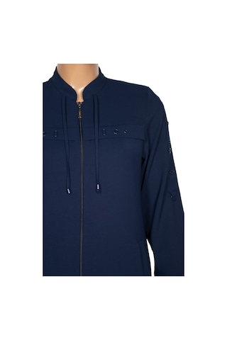 Hesna Kadın Hüma Dokuma Krep Aksesuarlı Araboy Lacivert Ferace Lacivert