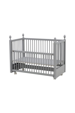Meltem Kids Kral Sallanır Ahşap Anne Yanı Beşik 60 x 120 CM Gri