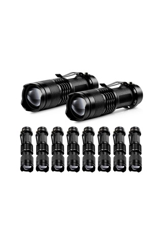 10'lu Paket Mini El Feneri Led El Feneri 3 Modlu El Feneri Sk-68 Ayarlanabilir Taktik El Feneri Kamp Yürüyüş Dış M