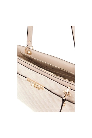 Guess Kadın Kapitone Ve Monogram Desenli Tote Çanta - Krem Krem