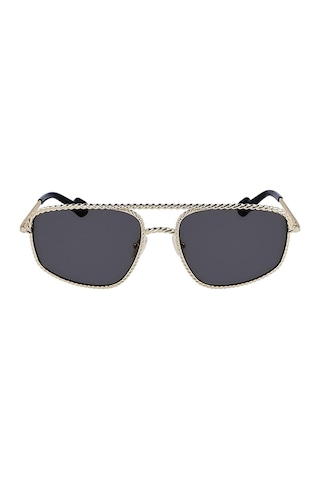 Lanvin Lnv 128s 710 58 Unisex Dikdörtgen Gold Metal Güneş Gözlüğü
