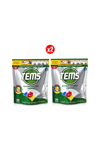 Tems 4 Etkili Bulaşık Makinesi Kapsül Deterjanı 2x 36'lı