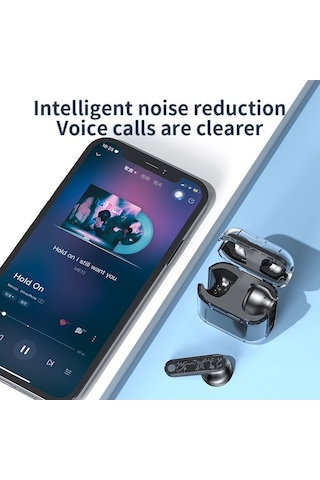 Novahub Tm10 Kablosuz Bluetooth Kulaklık: Şeffaf Kapaklı, 5.3 Bt, 13mm Hoparlör, 5 Saat Müzik Süresi, Siyah