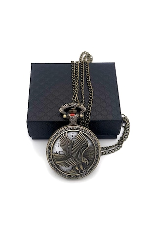 Valkyrie Vintage Kartal Motifli Retro Köstekli Cep Saati - Beşiktaş Saat - Kutulu Hediyelik