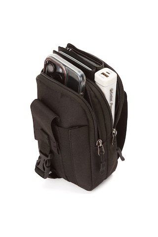 Newish Polo Erkek Siyah Suya Dayanıklı Taktik Kemerlikli Telefon Bölmeli Bel Çantası Outdoor, İş 18x11 Cm Siyah