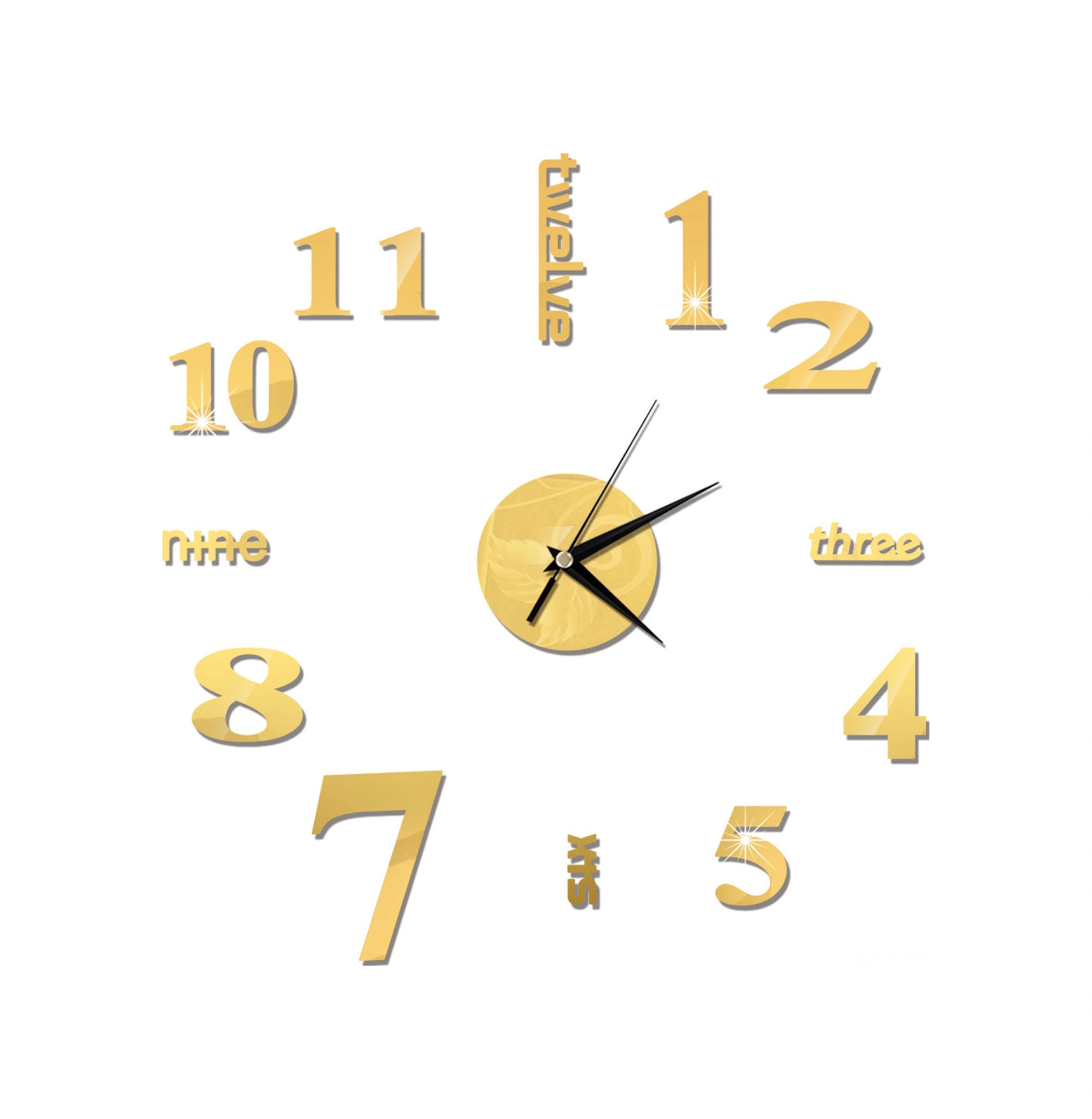 Skycity Altın Renkli Dıy Akrilik Yansımalı Sessiz Hareketli Duvar Saati - Otomatik Doğru Zaman, Ev Dekorasyonu, Oturma Odası Ve Yatak Odası İçin Pil Dahil Değil Altın