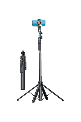 Tripod Çok Amaçlı 1.6m Kumandali Kamera Telefon Tutucu C17 Siyah