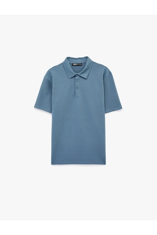 Koton Regular Fit Kısa Kollu Dokulu Pamuklu Polo Yaka Tişört Mavi 6sam10078mk