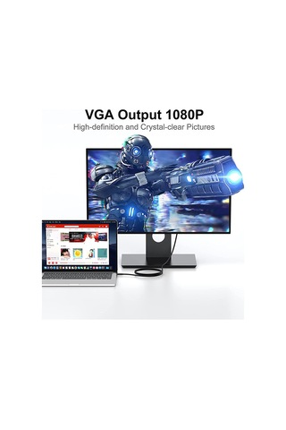 Type-c-vga Erkek Kablosu 1080p Full Hd 10gbps Vga Kablosu, Apple Uyumlu iPhone 15 Pro Uyumlu /max İçin Altın Kaplama Fişi İle Macbook Pro/hava
