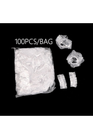 Yaleker Tek Kullandım Plastik Su Geçirmez Kulak Koruyucu - Saç Boyama, Bakımı İçin 100 Adet Şeffaf Paket Şeffaf