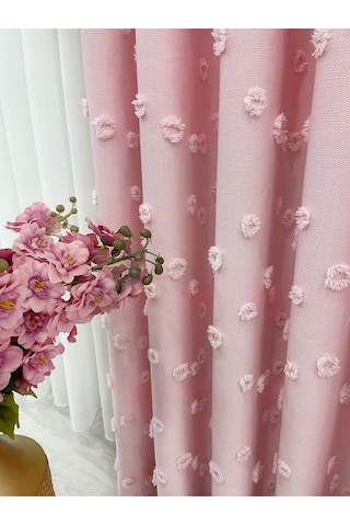 Brillant Carla Puffy Püsküllü Perde İstenilen Tüm Ölçülerde Pembe Pembe