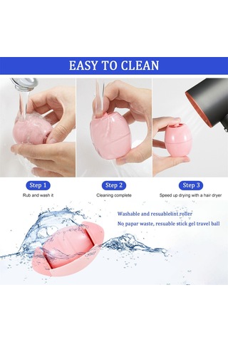 Lemestar Yolculuk Taşınabilir Pembe Evcil Hayvan Tüy Temizleyici: Yeniden Kullanılabilir, Yıkabilir, Süper Yapışkan Jel Topu Pembe