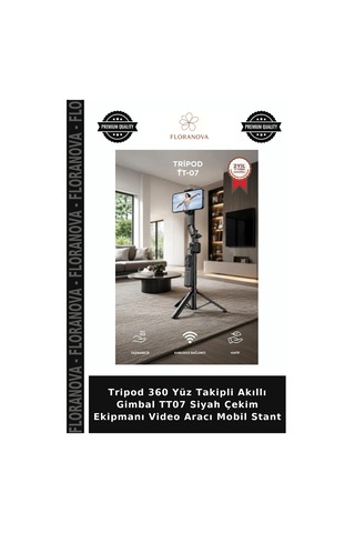 Tripod 360 Yüz Takipli Akıllı Gimbal Tt07 Siyah Çekim Ekipmanı Video Aracı Mobil Stant