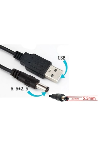 Navidata 1,5m Usb 5.5x2.5 Güç Kablosu 5,5 2,5 Power Usb Kablo