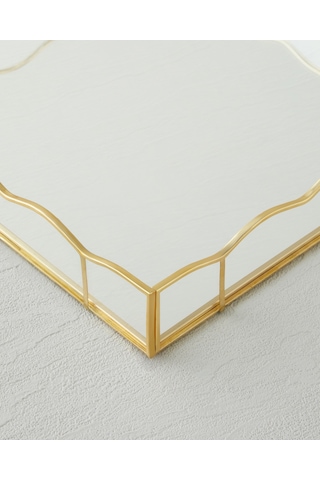 English Home Mensa Cam Dekoratif Tepsi 23,8x23x3,8 Cm Gold