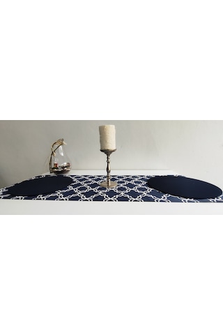 Lacivert Klasik Desenli Runner Ve 2li Supla Takımı Lacivert
