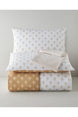 English Home Petal Bouquet Kolay Ütülenir Çarşaflı Çift Kişilik Nevresim Takımı 200x220 Cm Hardal Hardal