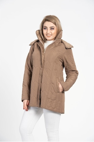 Vetre Kadın Kapitone Mont (75 Cm) Vizon Büyük Beden 1014 Çok Renkli