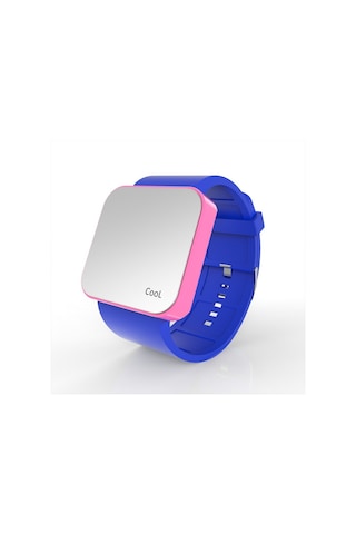 Cool Watch Saat - Pembe Led Kasa - Mavi Kayış Unisex