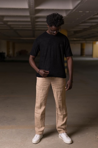 Bisiklet Yaka Havlu Kumaş Yarı Oversize Hafif Geniş Model T-Shirt Siyah