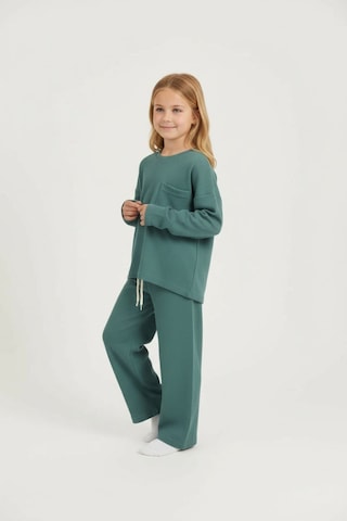 Aden Kids %100 Pamuk Çocuk Oversize Alt Üst Takım - Unisex Rahat Kalıp Yeşil