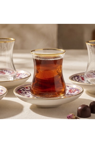 Sandro Moreno 1898 Mistik Gold 12 Parça 6 Kişilik Çay Seti 150 Ml Renkli