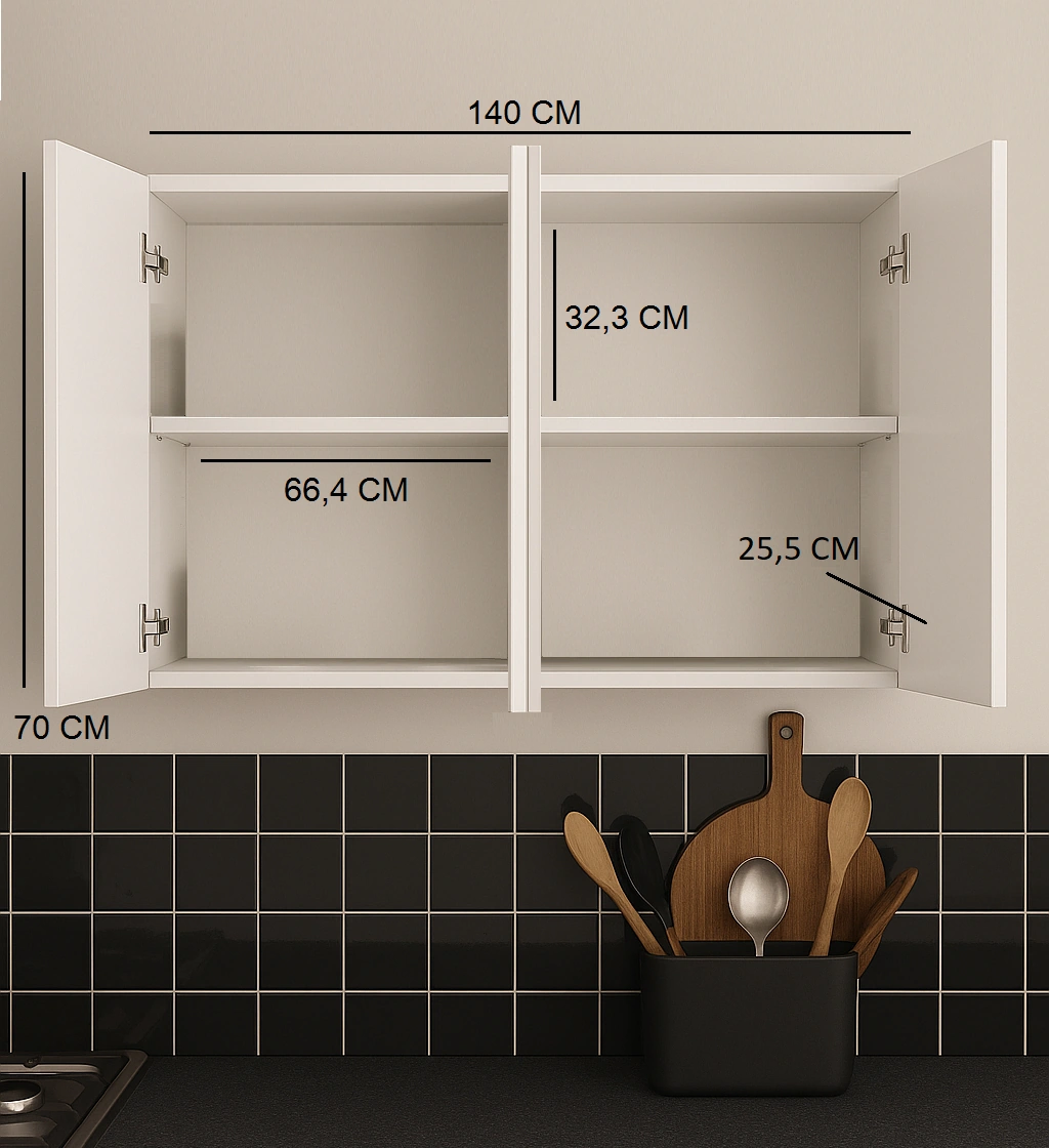 140lık Üst Modül, Mutfak Dolabı, Çok Amaçlı Dolap, Kiler Dolabı