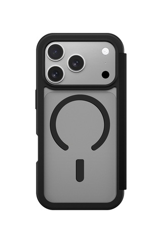 Apple Uyumlu iPhone 17 Pro Max Pu Kartlıklı Kapaklı Amazingthing Glamour Foilo Serisi Kılıf Siyah Siyah