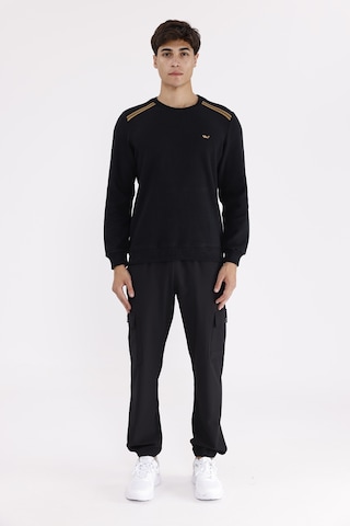 Rowinger Selanik Kumaş Yapılı Esnek Manşetli Konforlu Rahat Kesim Sweatshirt Black