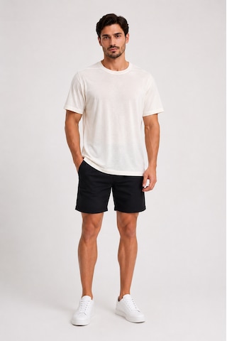 Justas Erkek Ekru Bisiklet Yaka Kısa Kollu Basic T-shirt