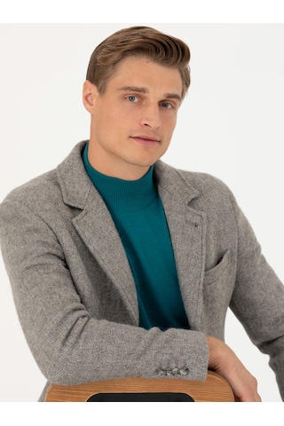 Cacharel Gri Slim Fit Palto