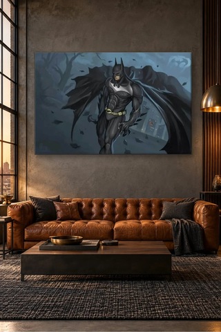 Fida Fırtınalı Gecede Pelerinli Batman Canvas Tablo Çok Renkli