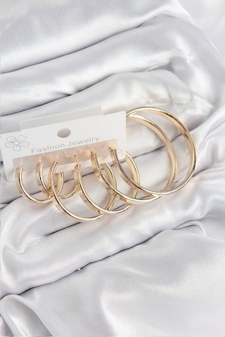 Mey İthalat Pirinç Halka Model Gold Renk Kadın Set Küpe Çok Renkli 91197824