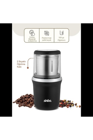 Jenerik Kahve & Baharat Öğütücü 200w Çelik Bıçak 100g Çok Renkli