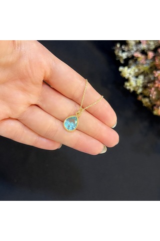 Stela Akumarin Damla Gümüş Kolye Sarı