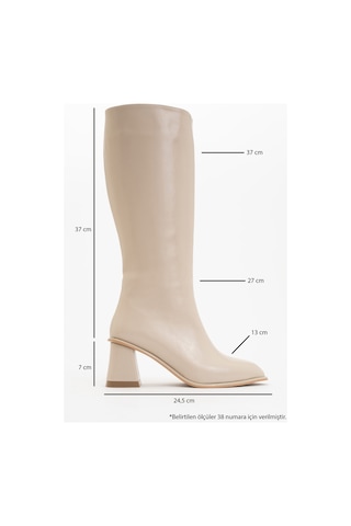 Luvishoes Luvi Shoes Paradis Bej Cilt Kadın Kalın Topuklu Çizme Bej Cilt