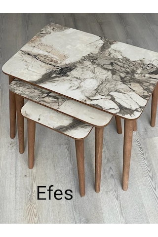 Modern Ahşap Zigon Sehpa Takımı Efes Beyaz Mermer Modern Ahşap Zigon Sehpa Takımı Efes Beyaz Mermer
