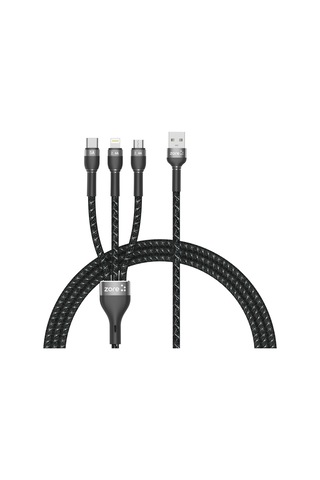 Siyah Shira Serisi 3 İn 1 Usb Kablo 150cm-zore