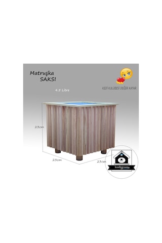 Yalıtımlı - Matruşka Small 4.5 Lt - Ahşap Saksı - Dekoratif Özel